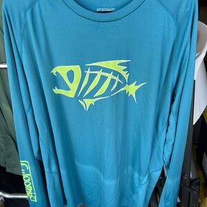 Columbia Blue and Yellow Fish Skeleton Tee